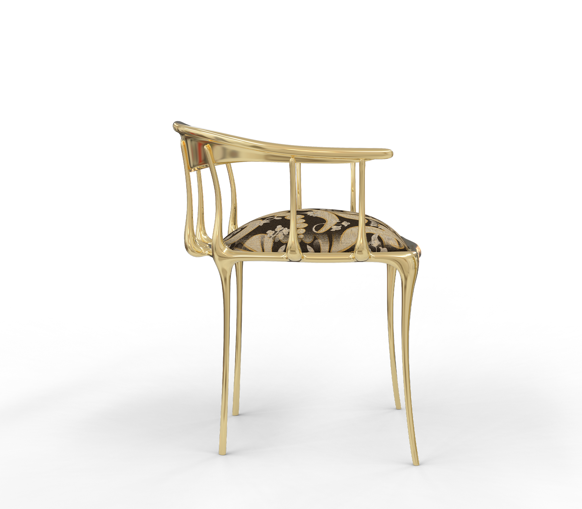No11 Semiramide Nero Surrealist Polished Gold Dining Chair