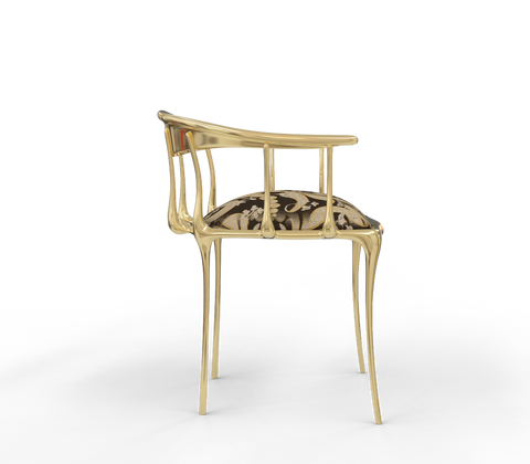 No11 Semiramide Nero Surrealist Polished Gold Dining Chair