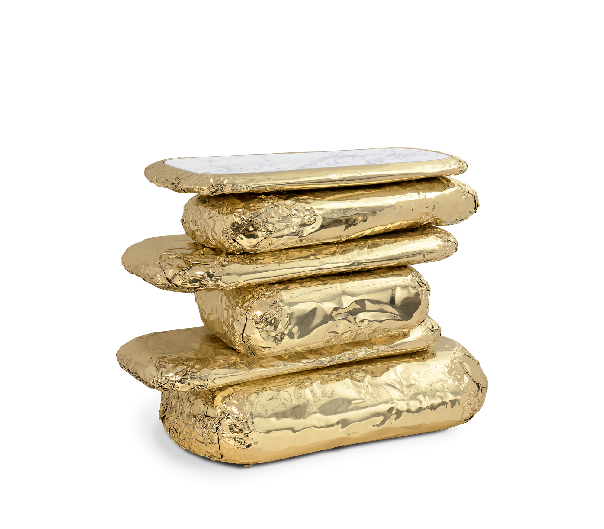 Brass Glass Gold Sculptural Form Cabinet