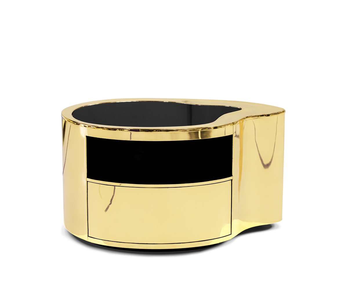 Wave Organic Curved Polished Metal Modern Nightstand