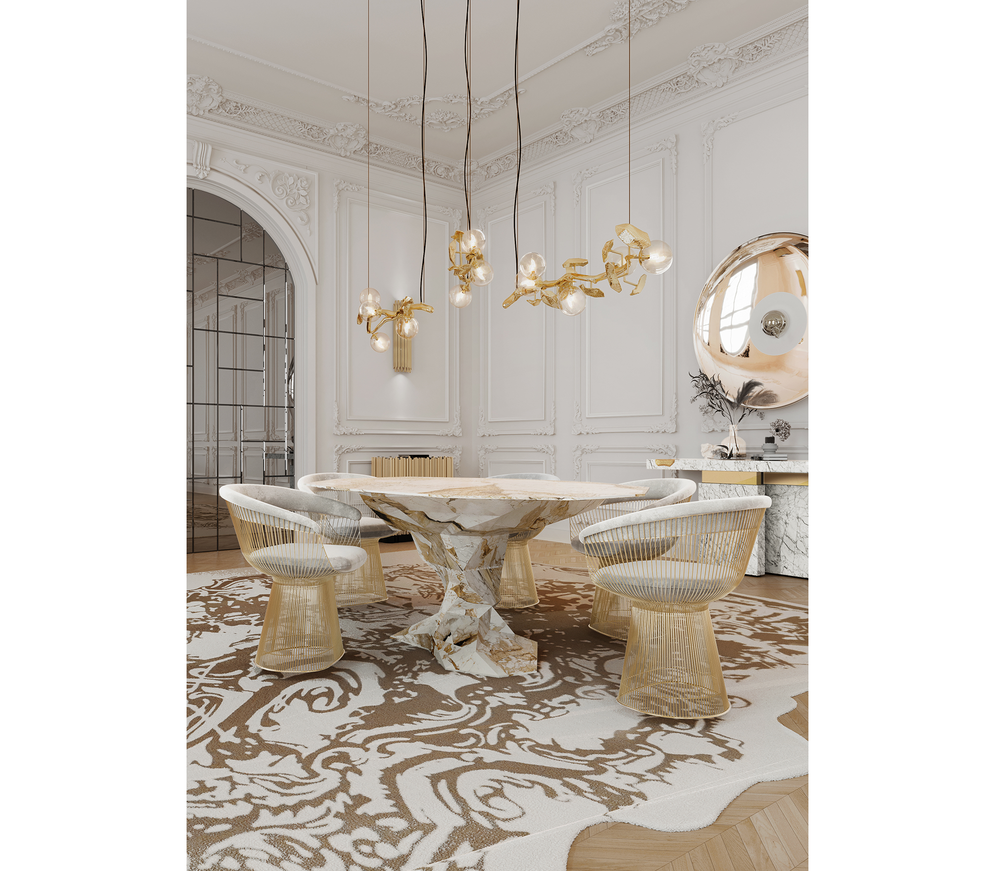 Faceted Design Dining Table for Dining Room