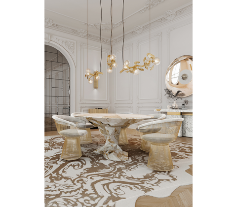 Faceted Design Dining Table for Dining Room