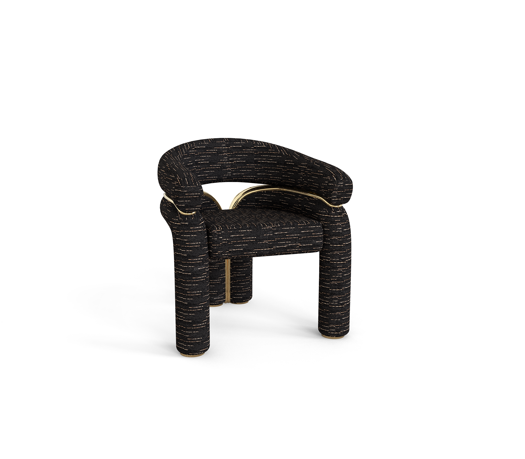 Elara Curved Sculptural Polished Brass Dining Chair