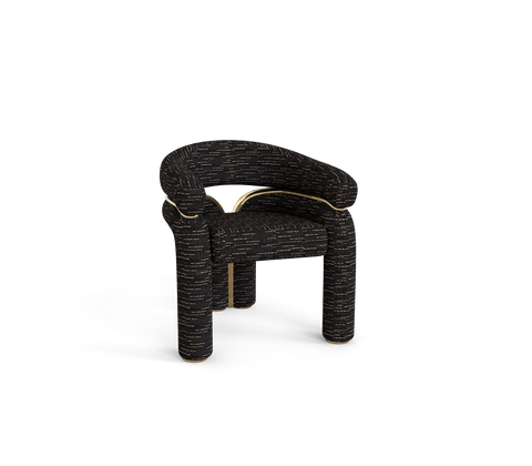 Elara Curved Sculptural Polished Brass Dining Chair