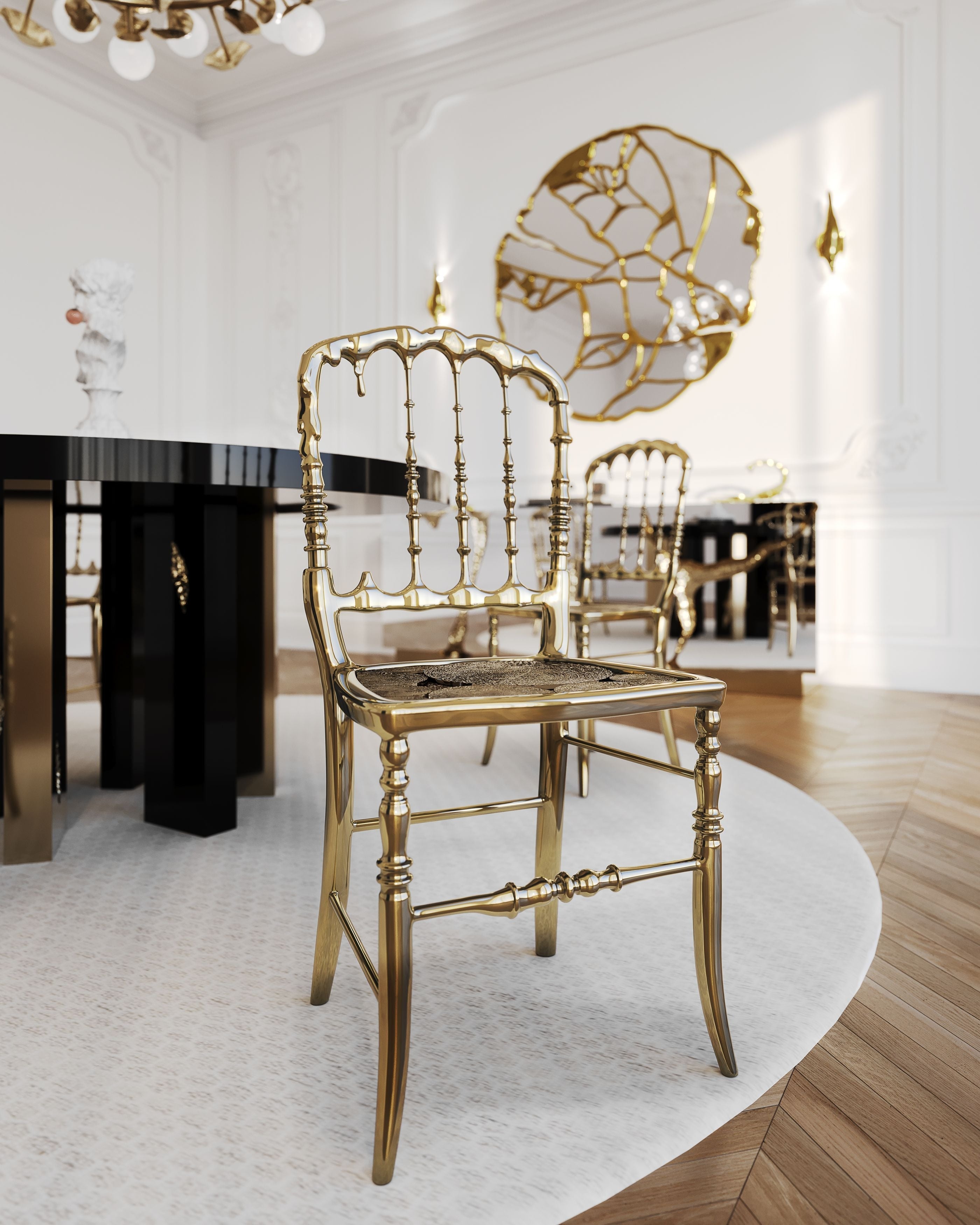 Mirrored Gold Dining Chair for Dining Room