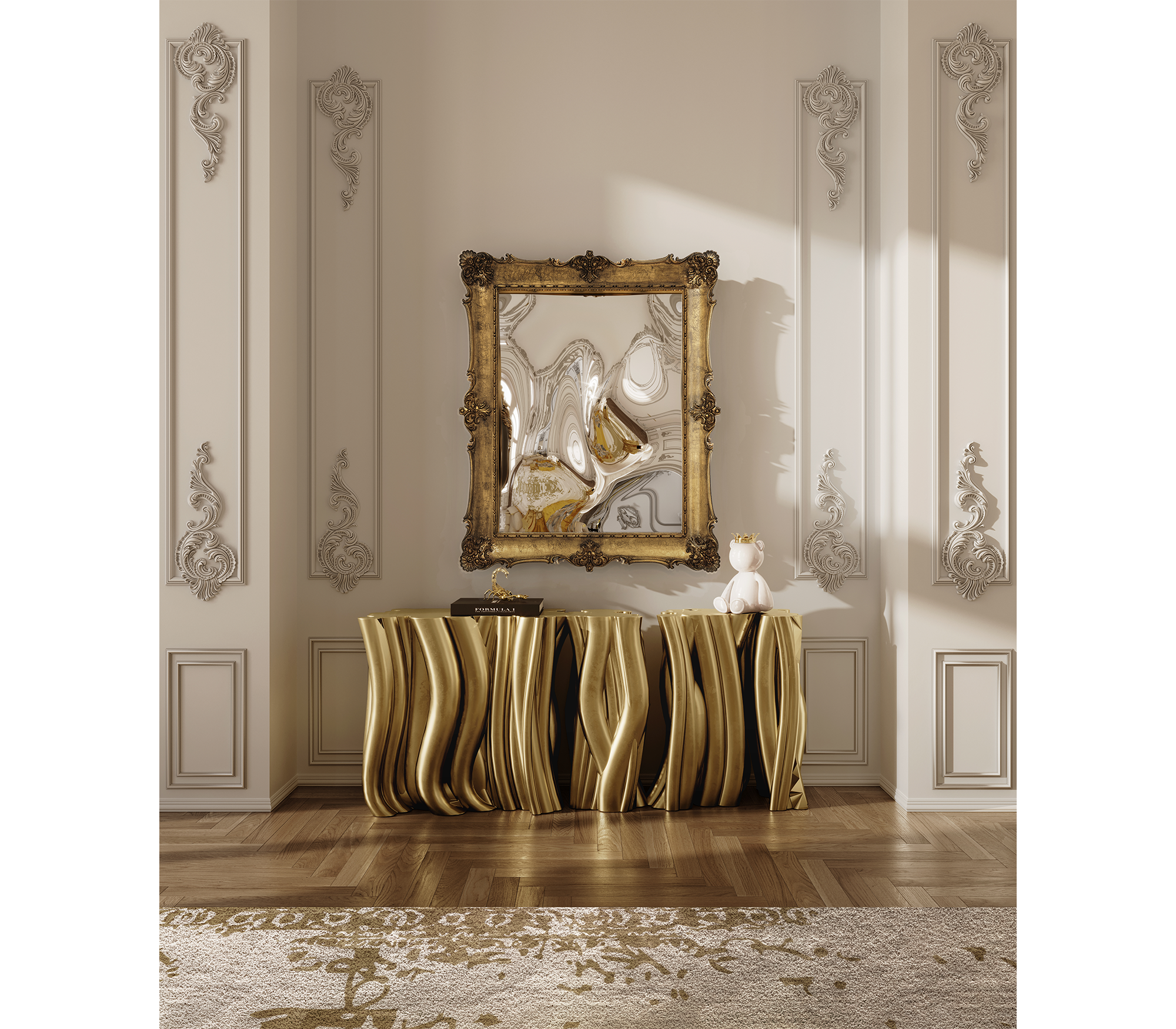 Lacquer Blue Sculptural Form Cabinet