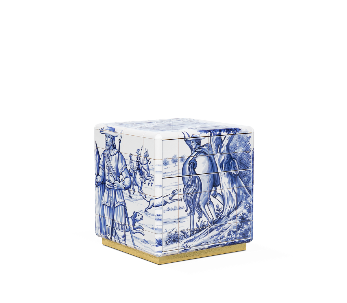 Heritage Azulejo Hand-Painted Ceramic Small Nightstand