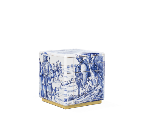 Heritage Azulejo Hand-Painted Ceramic Small Nightstand