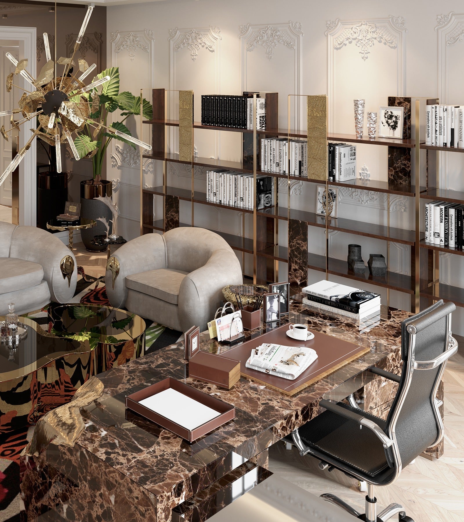 Lapiaz Karst Stone Marble Executive Desk