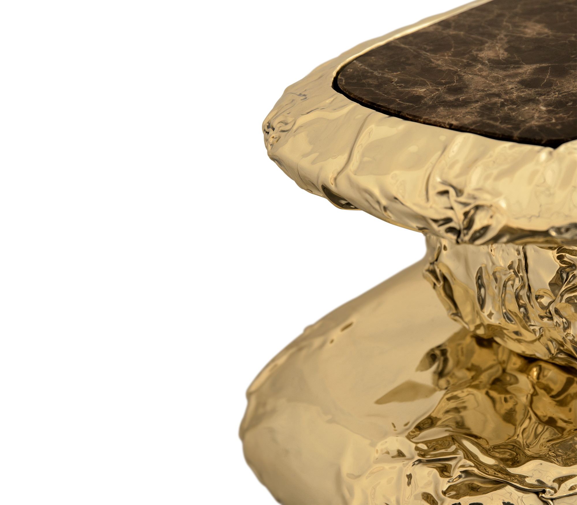 Brass Glass Gold Sculptural Form Cabinet