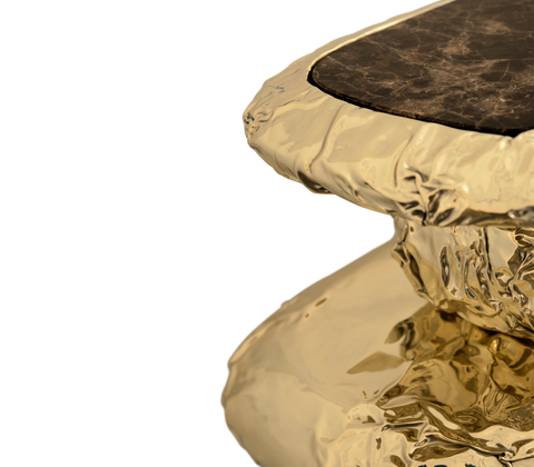 Brass Glass Gold Sculptural Form Cabinet