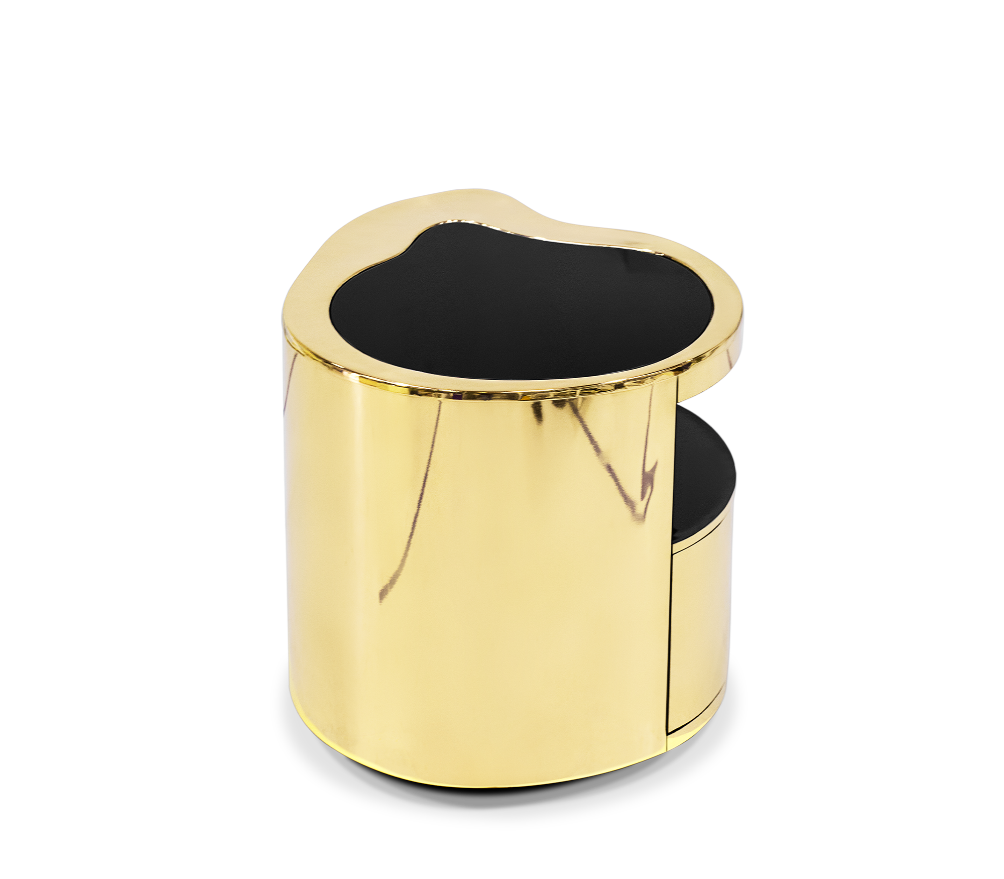 Wave Organic Curved Polished Metal Modern Nightstand