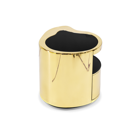 Wave Organic Curved Polished Metal Modern Nightstand