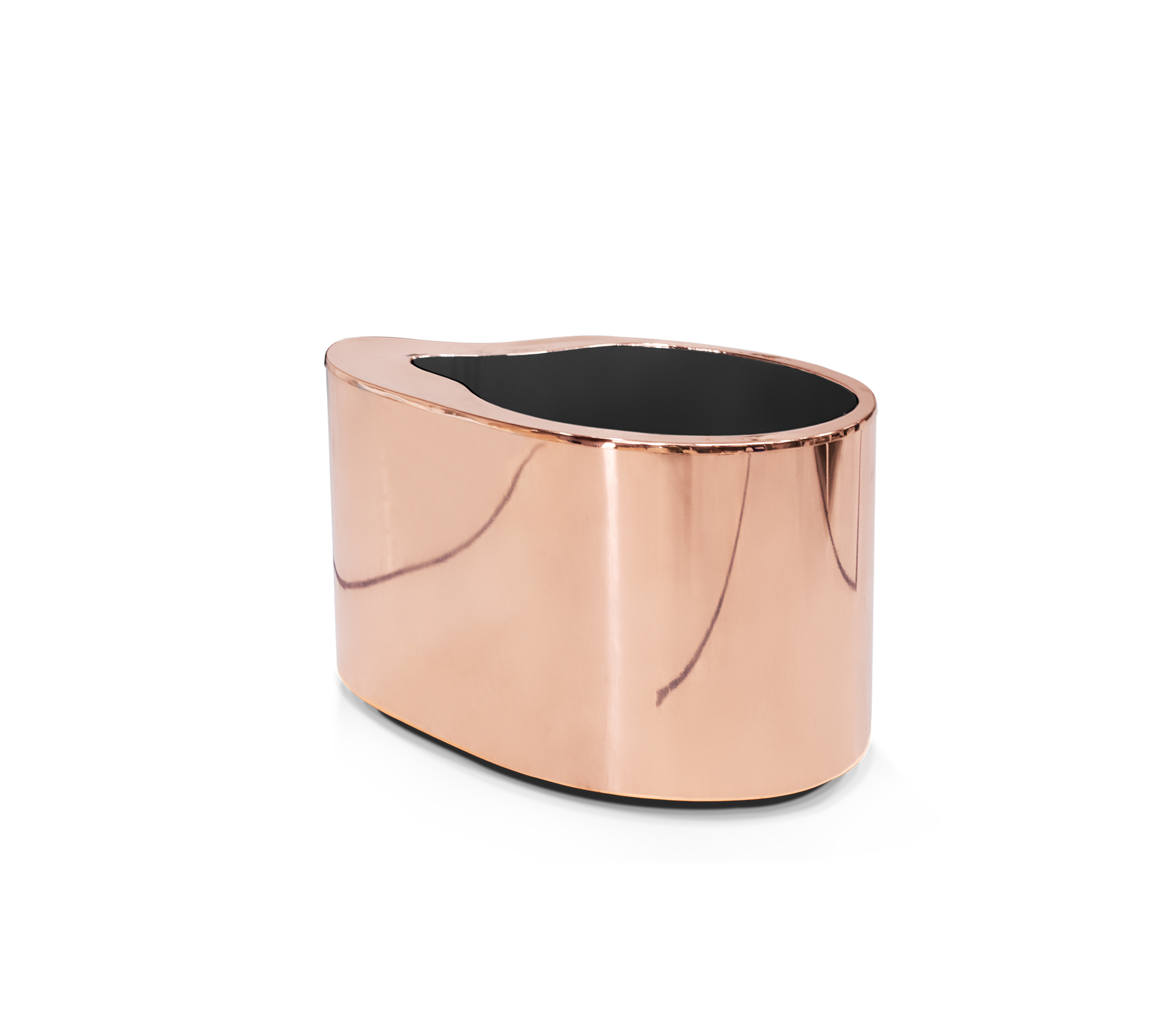 Wave Organic Curved Polished Metal Modern Nightstand