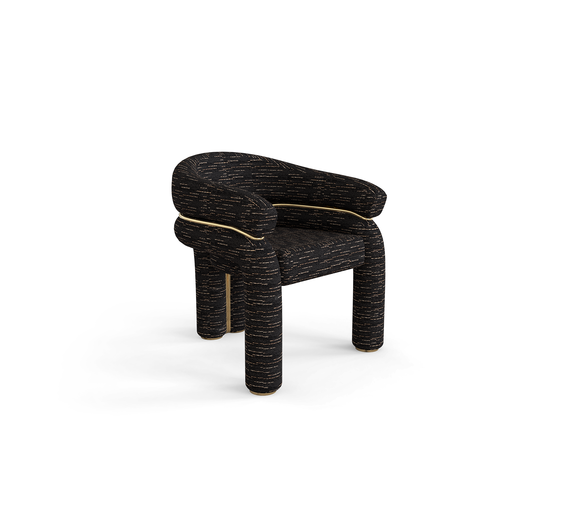 Elara Curved Sculptural Polished Brass Dining Chair