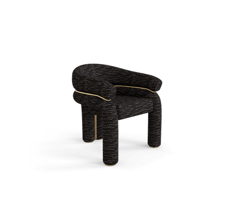 Elara Curved Sculptural Polished Brass Dining Chair
