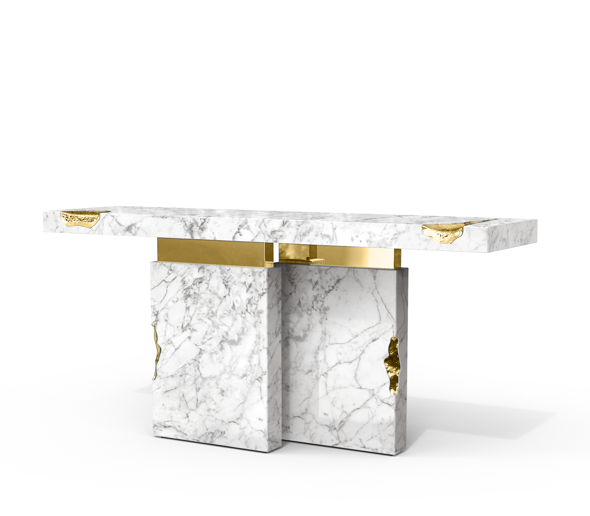 Brass Mirrored Gold Sculptural Form Cabinet Entryway