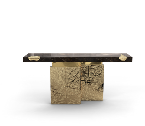 Brass Mirrored Gold Sculptural Form Cabinet Entryway