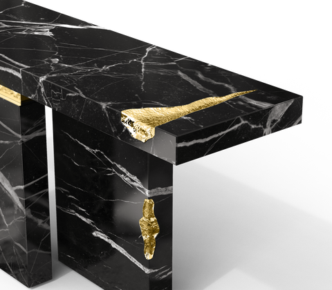 Brass Mirrored Gold Sculptural Form Cabinet Entryway