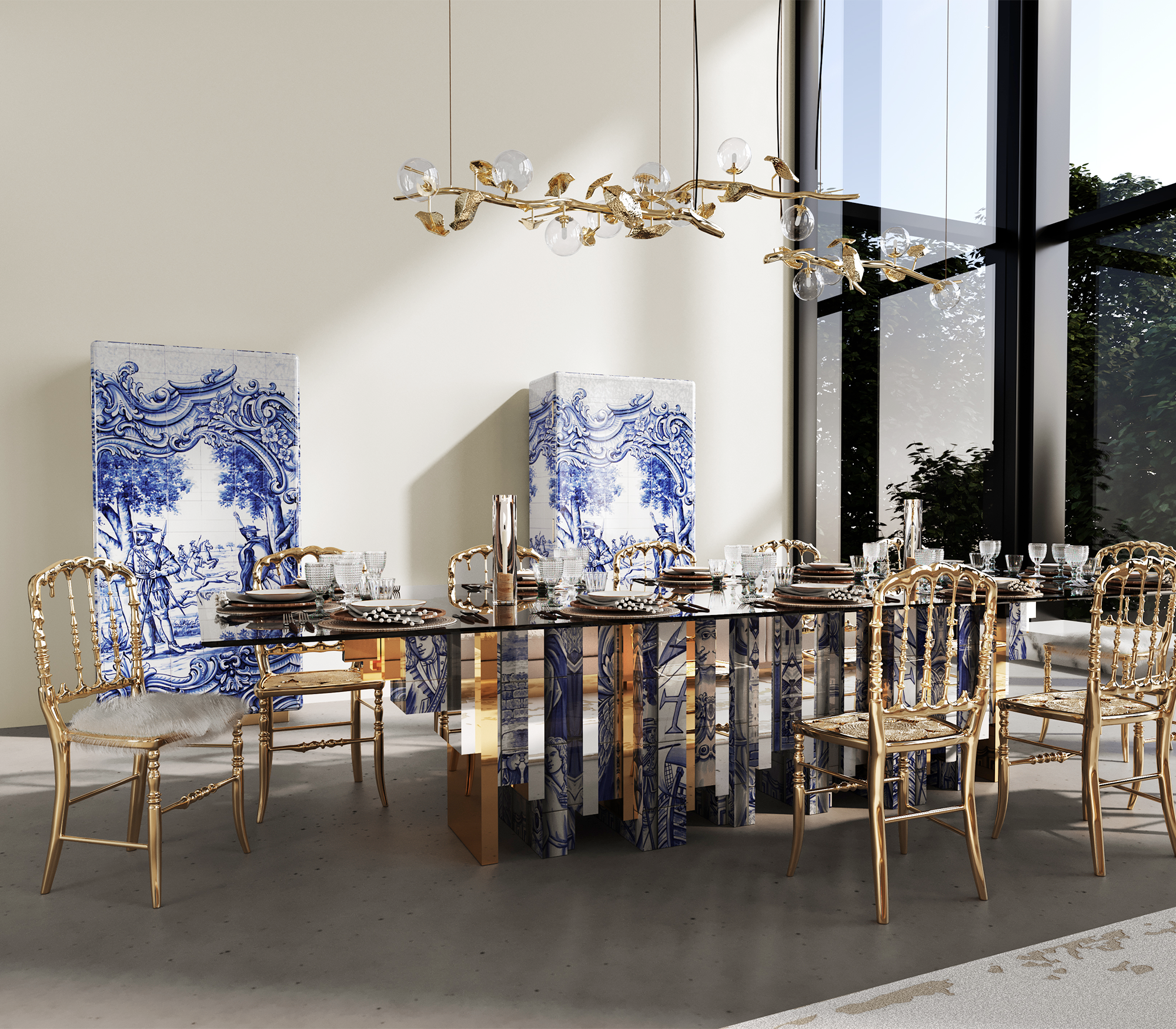 Heritage Dining Table with Azulejo-Inspired