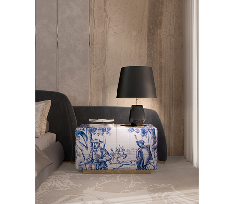 Heritage Azulejo Hand-Painted Ceramic Nightstand
