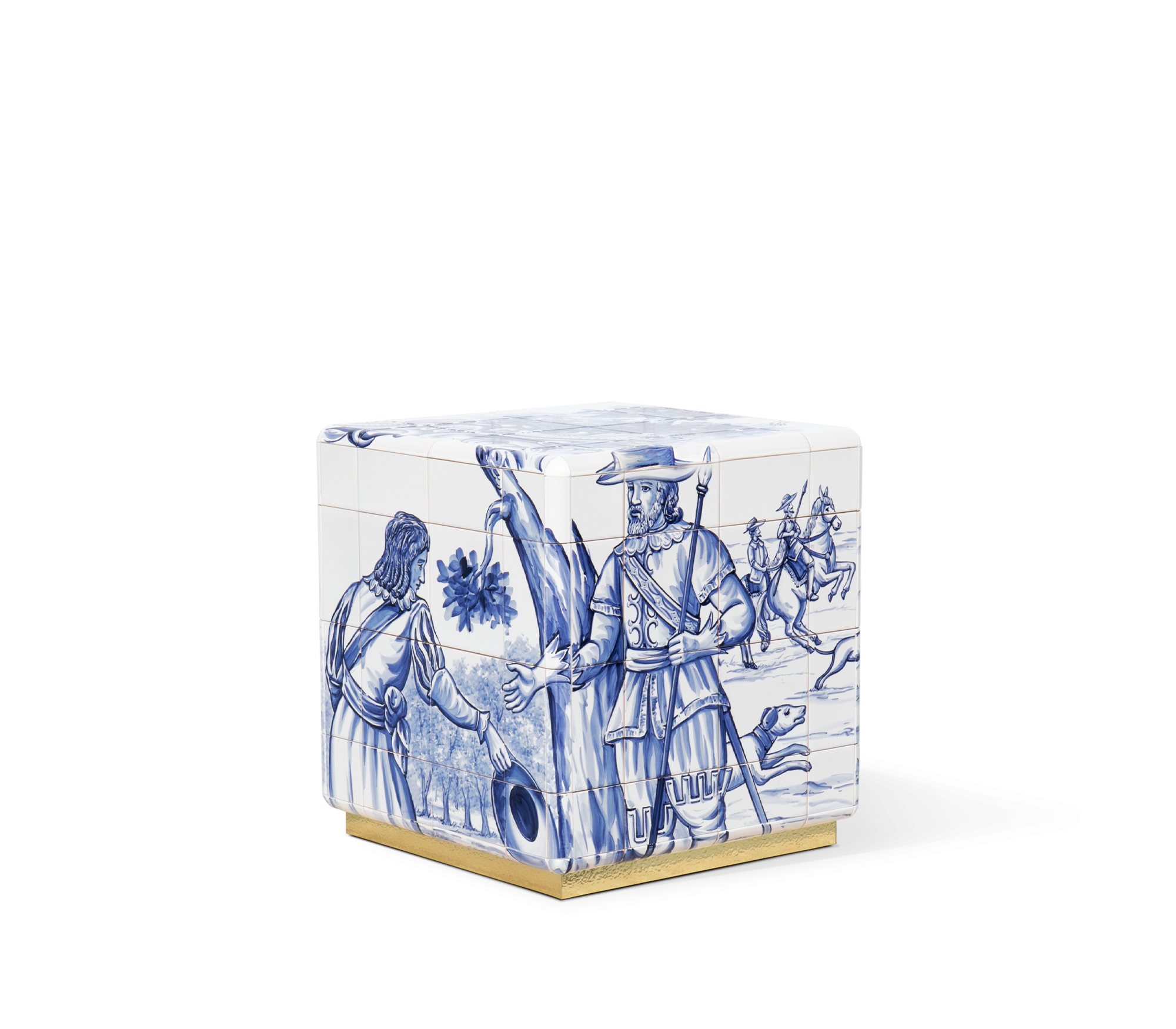 Heritage Azulejo Hand-Painted Ceramic Small Nightstand