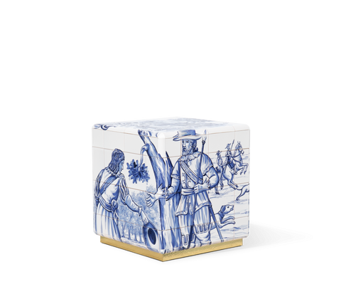 Heritage Azulejo Hand-Painted Ceramic Small Nightstand