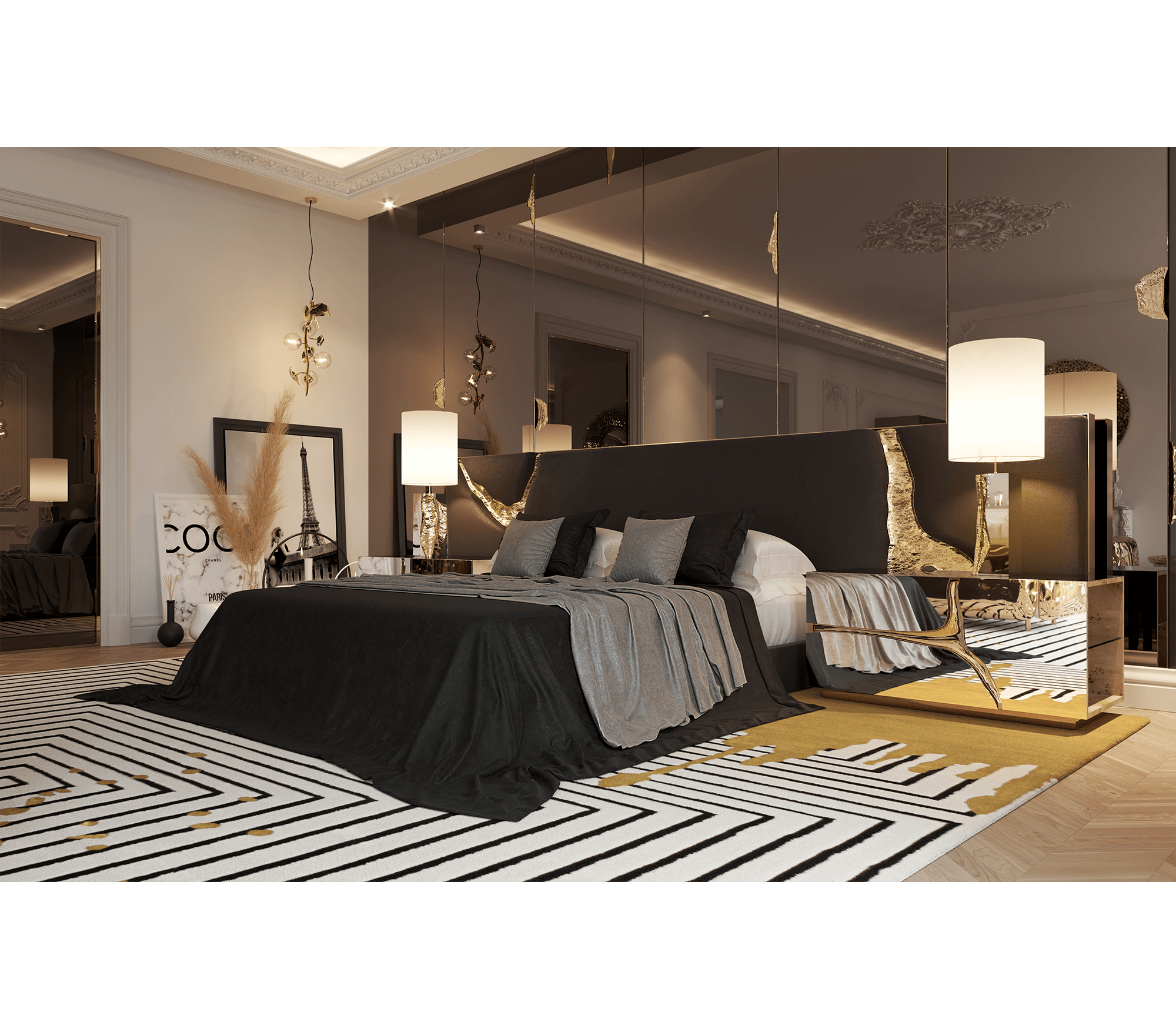 Lapiaz Kintsugi Velvet Polished Gold Headboard