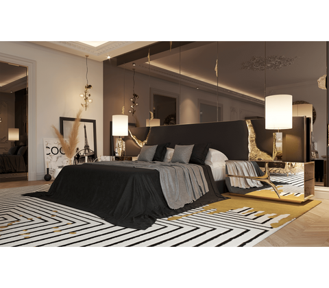 Lapiaz Kintsugi Velvet Polished Gold Headboard