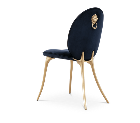 Soleil Curved Brass Modern Dining Chair