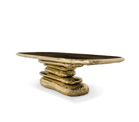 Stonehenge Marble and Brass Dining Table
