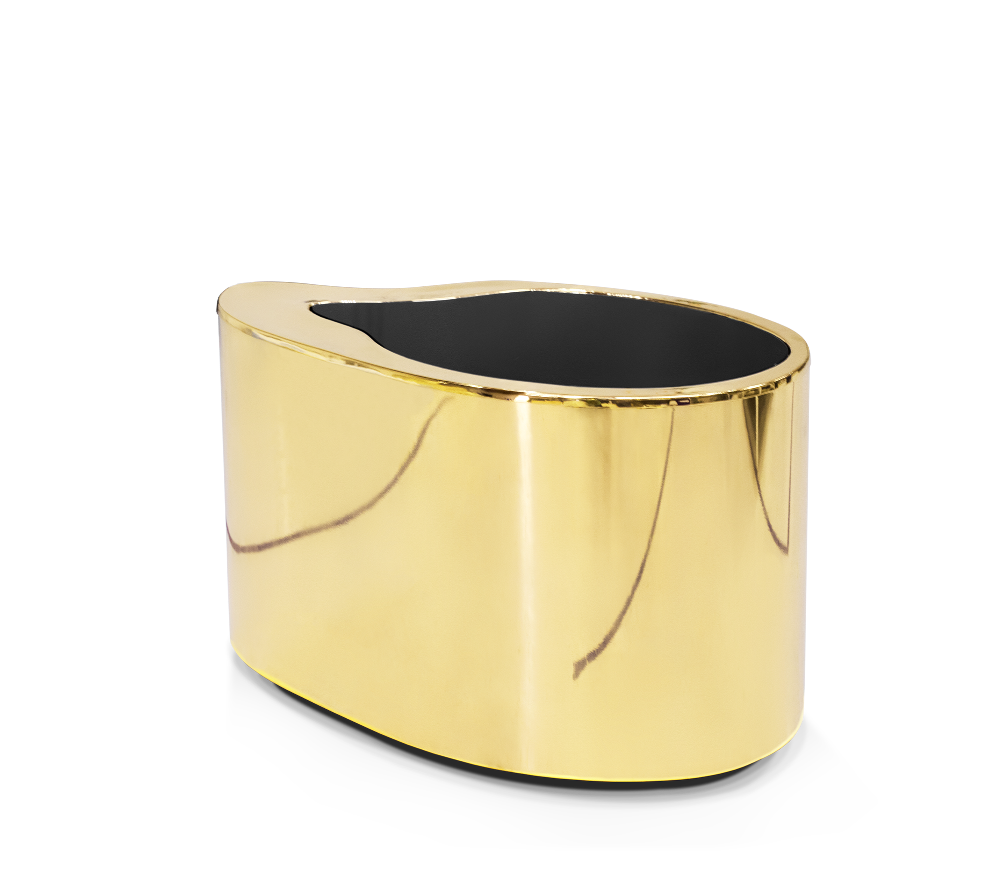 Wave Organic Curved Polished Metal Modern Nightstand