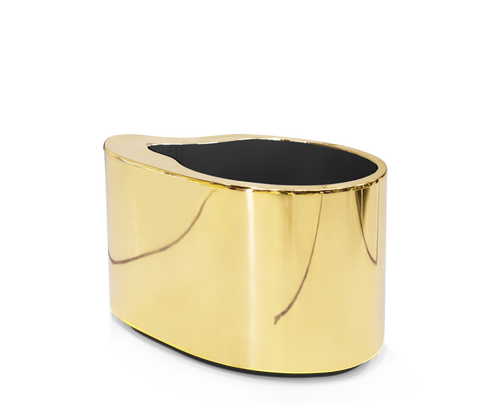 Wave Organic Curved Polished Metal Modern Nightstand