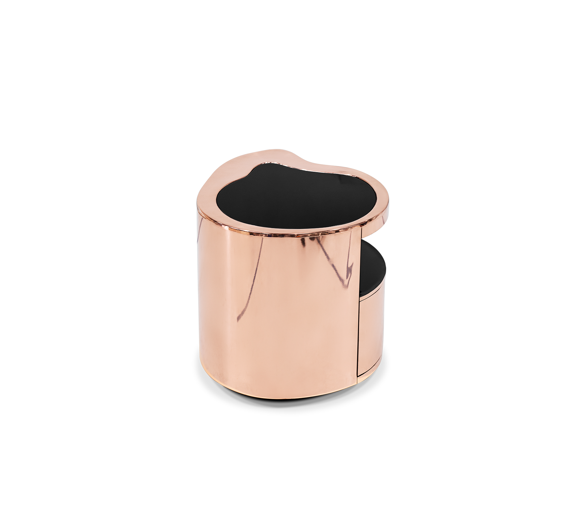 Wave Organic Curved Polished Metal Modern Nightstand