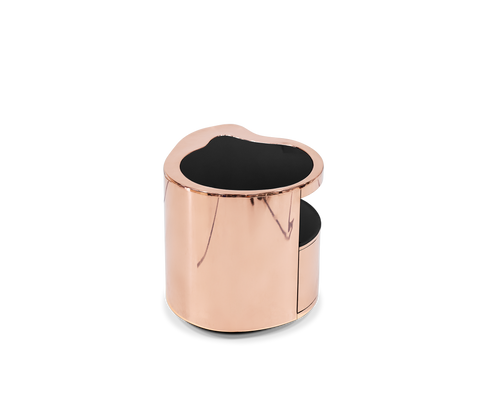 Wave Organic Curved Polished Metal Modern Nightstand