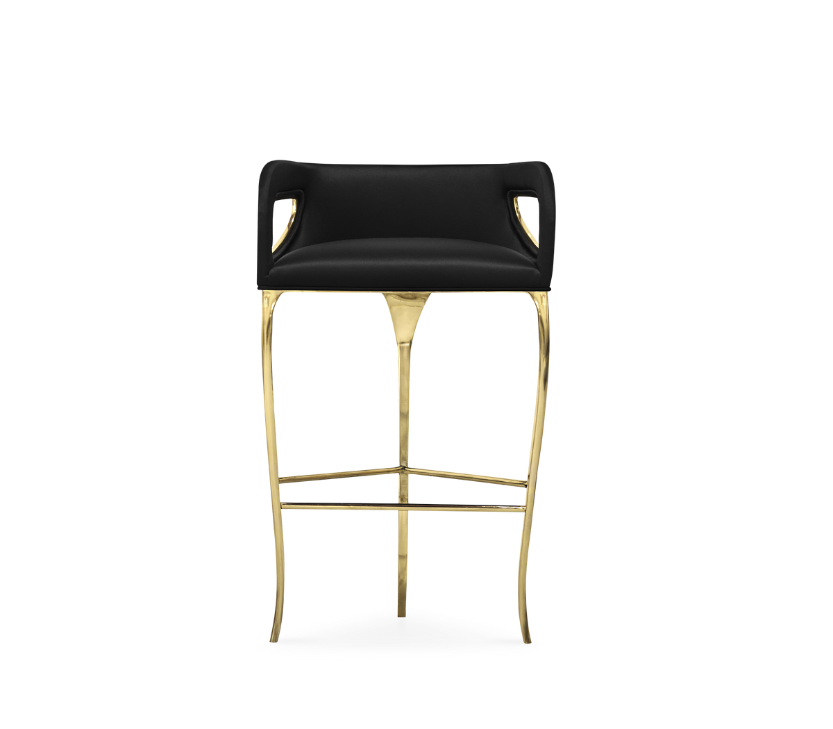 Chandra Fluid Sculptural Polished Brass Bar Stool