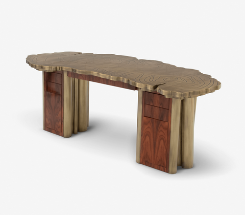 Fortuna Tree-Ring Brass Sculptural Desk