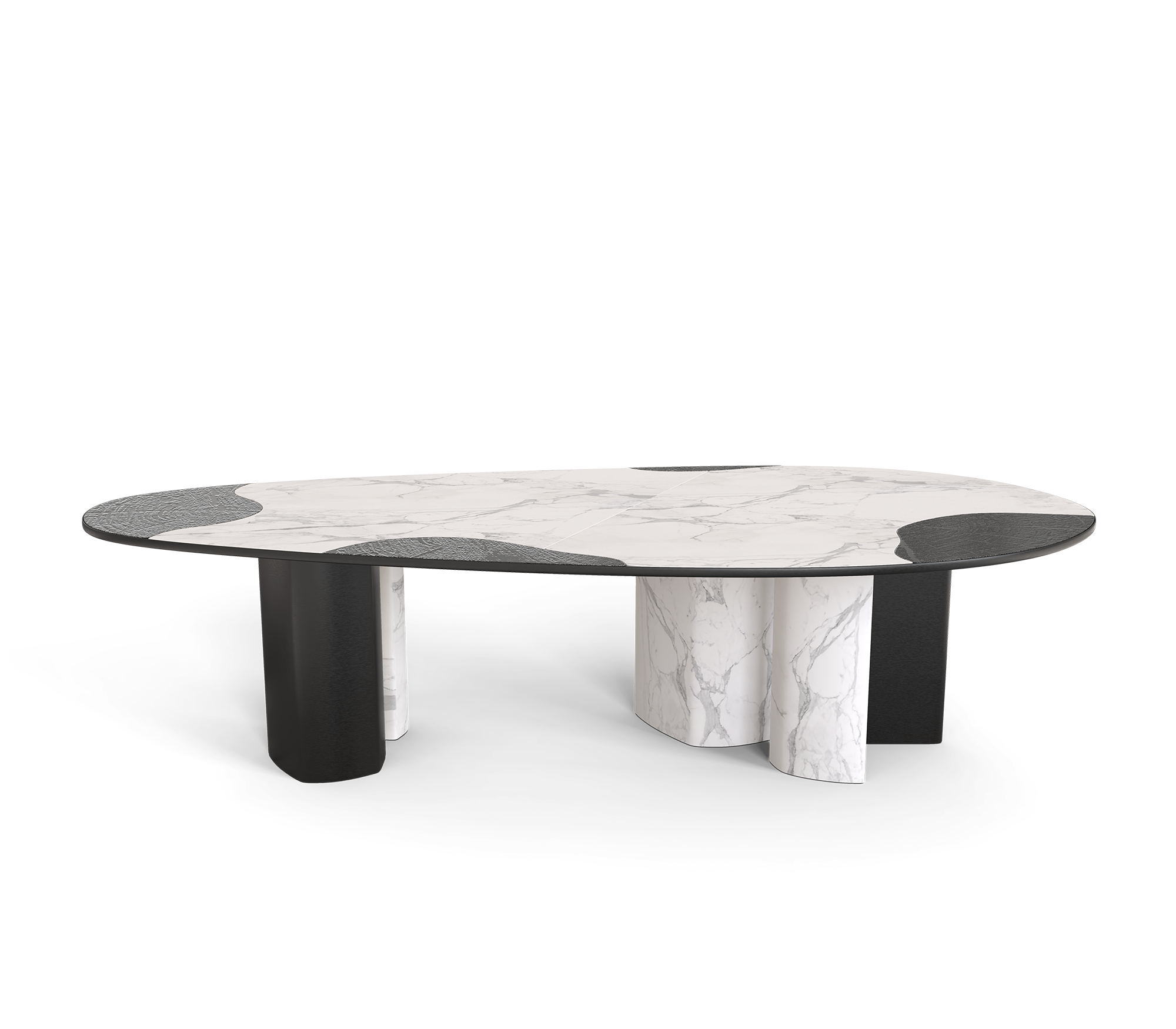 Ophelia Oval Carrara Marble and Gold Dining Table
