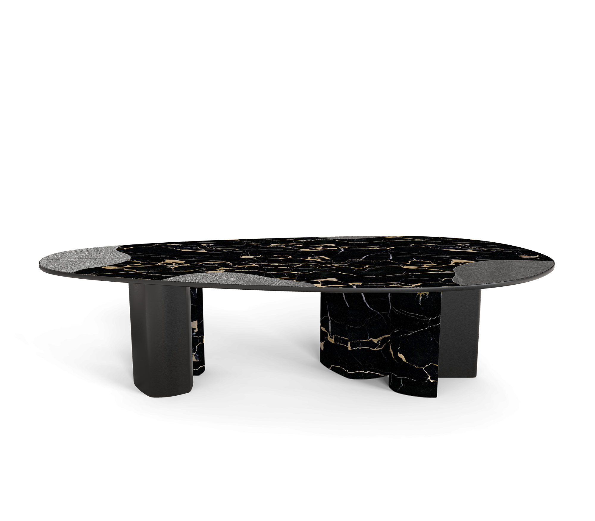 Ophelia Oval Carrara Marble and Gold Dining Table