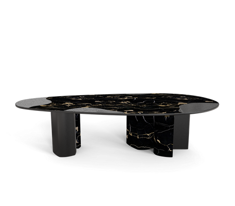 Ophelia Oval Carrara Marble and Gold Dining Table