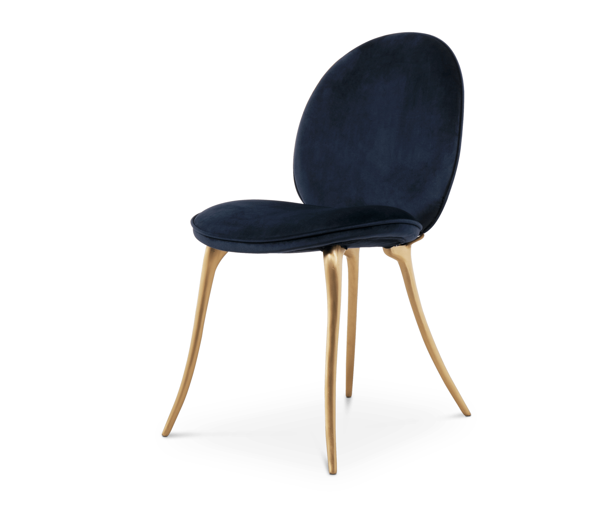 Soleil Curved Brass Modern Dining Chair