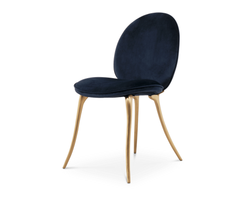 Soleil Curved Brass Modern Dining Chair