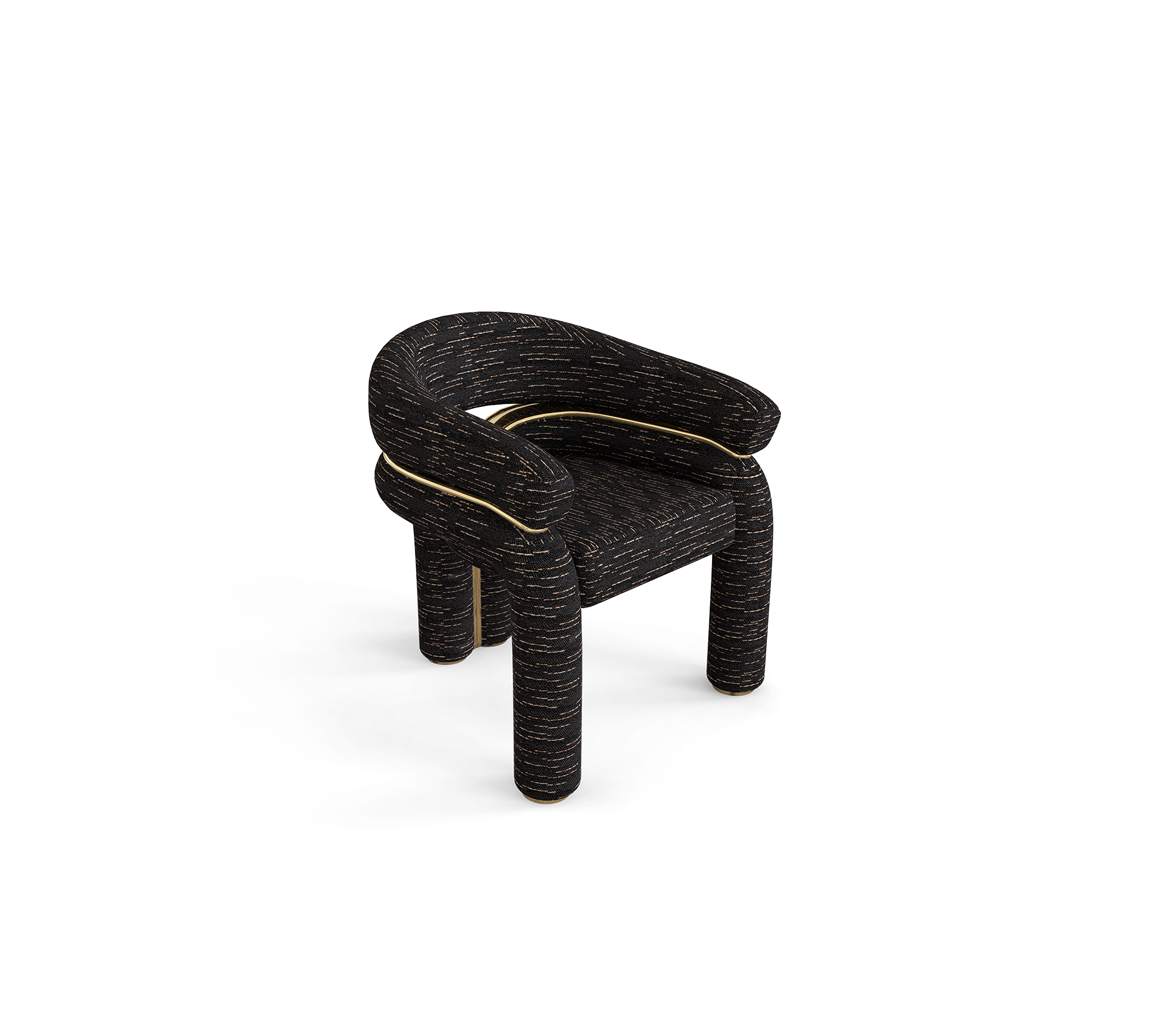 Elara Curved Sculptural Polished Brass Dining Chair