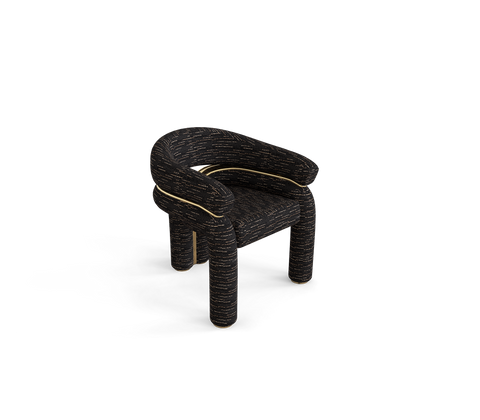Elara Curved Sculptural Polished Brass Dining Chair