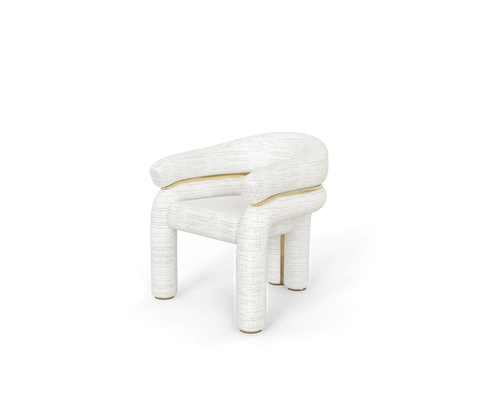 Elara Curved Sculptural Polished Brass Dining Chair