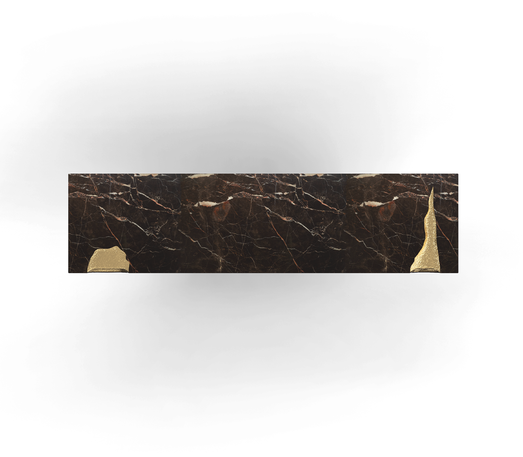 Brass Mirrored Gold Sculptural Form Cabinet Entryway