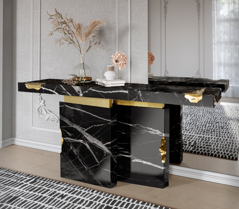 Brass Mirrored Gold Sculptural Form Cabinet Entryway