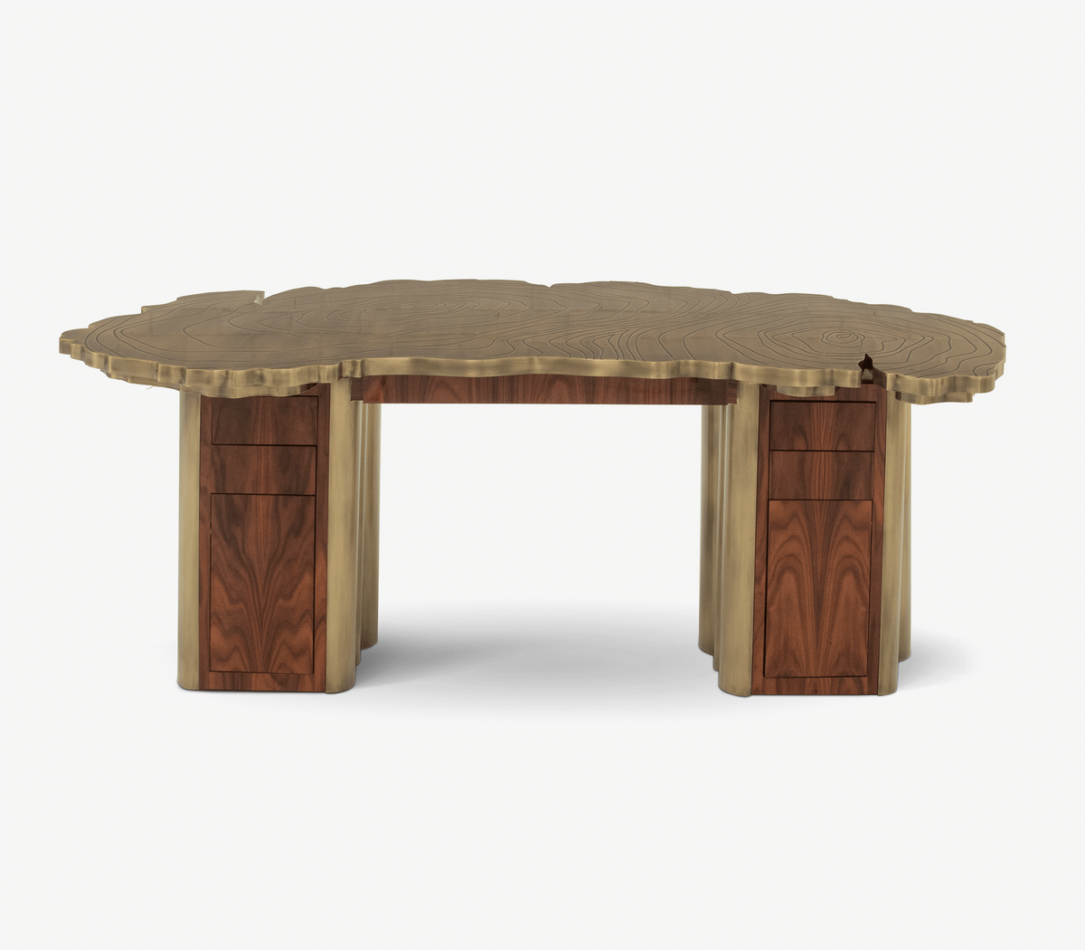 Fortuna Tree-Ring Brass Sculptural Desk