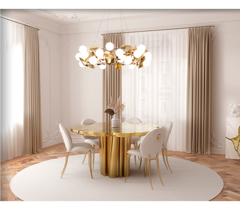 Fortuna Polished Brass Round Dining Table