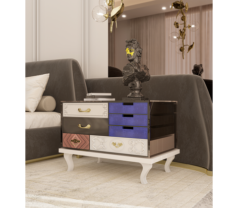 Soho Eclectic Mixed Material Bedside Table